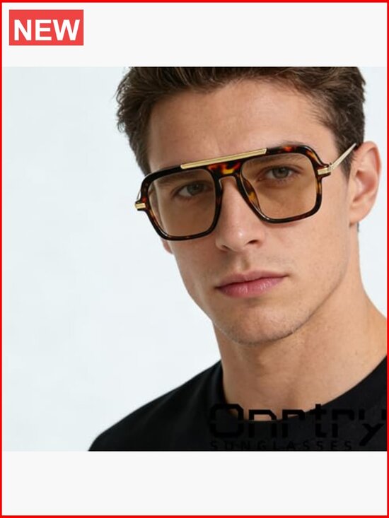 Retro Square Aviator Sunglasses Women Men 70s Vintage Big Frame UV400 main image 7